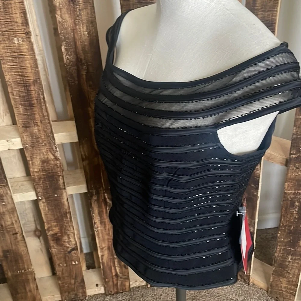 JS Collection top black sequin sheer sequin tank New Sz 12 - Picture 3 of 9
